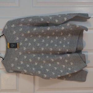 Vince Camuto Women's Gray Heart Print Crew Neck Soft Pullover Sweater NWT Size M